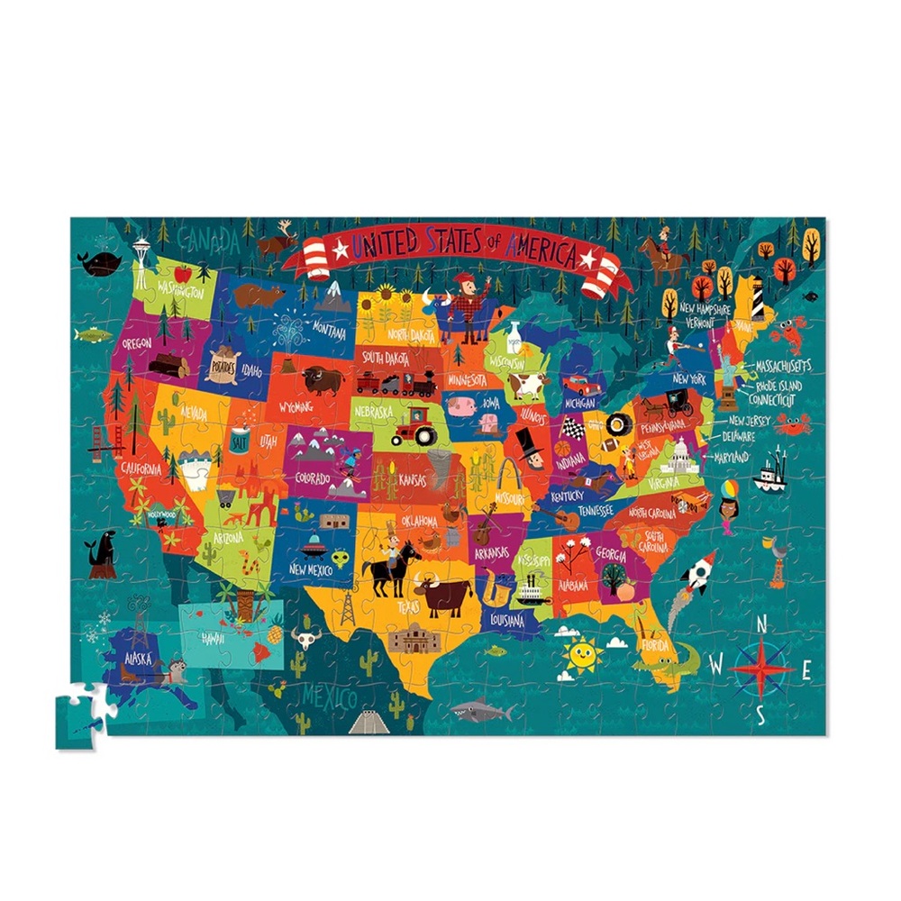 Crocodile Creek 200 piece USA puzzle + poster